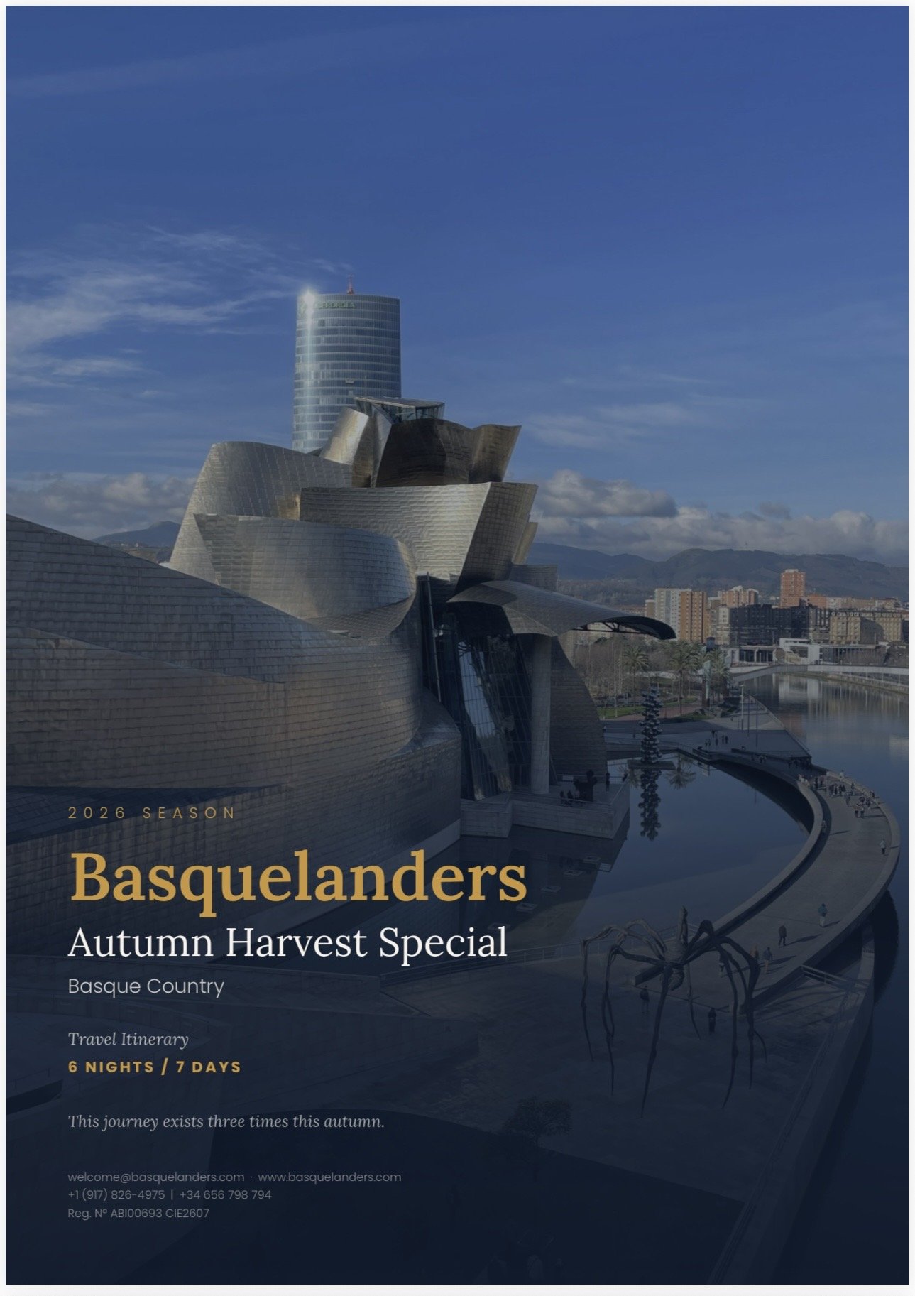 Basquelanders Autumn Harvest Special itinerary cover, Guggenheim Bilbao