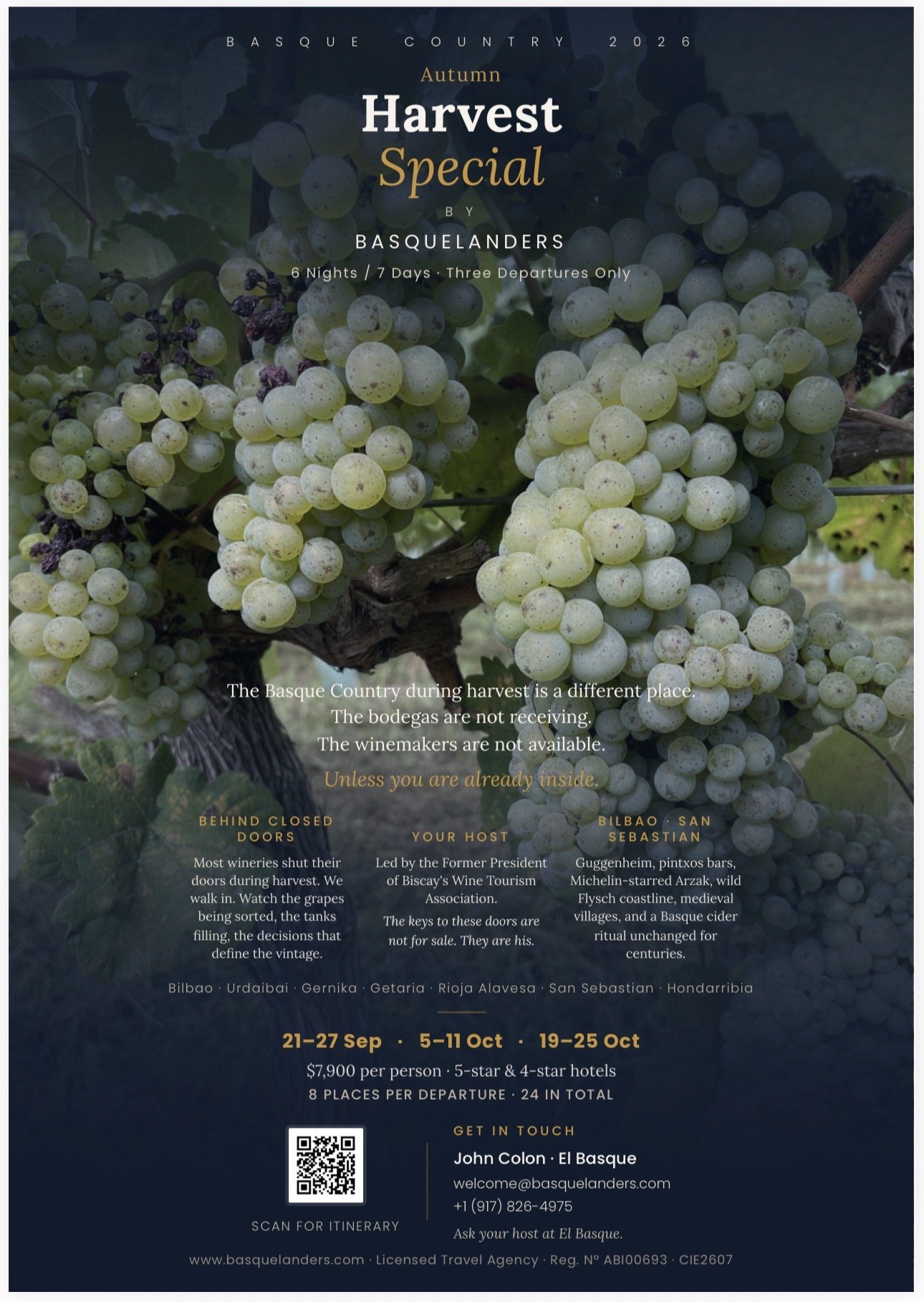 Basquelanders Autumn Harvest Special 2026 flyer, 6 nights / 7 days, three departures